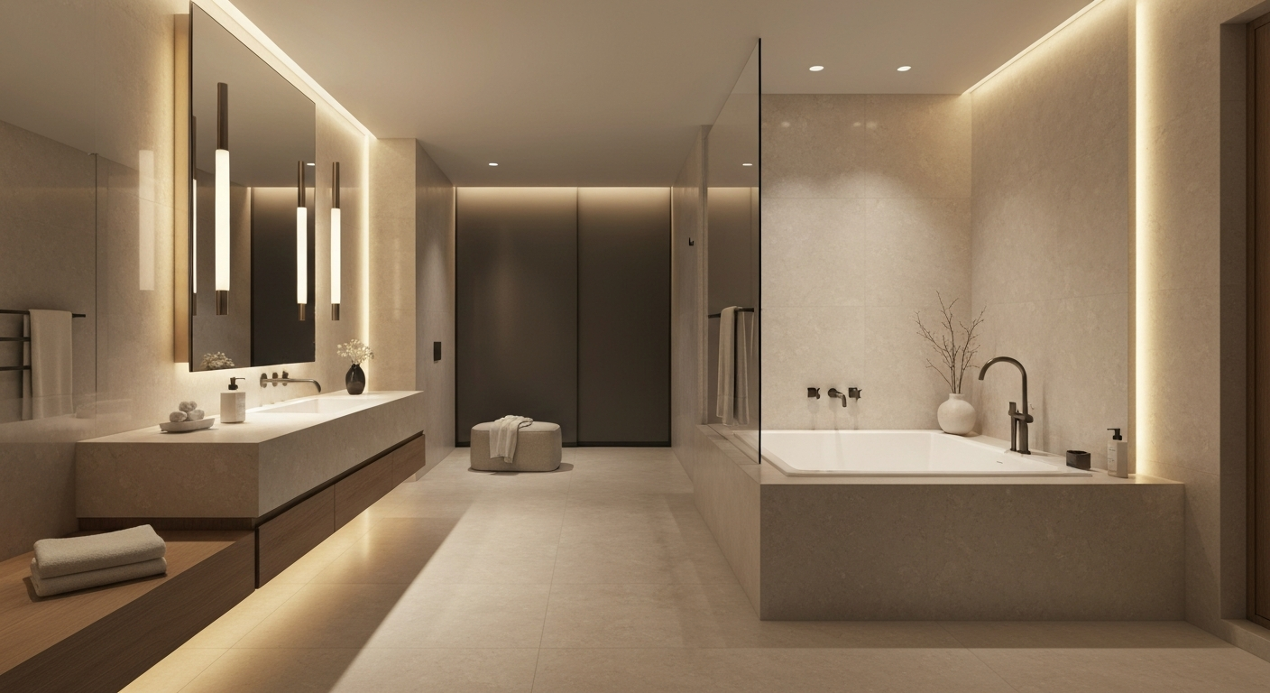 Elegant freestanding bathtub in a custom bathroom renovation