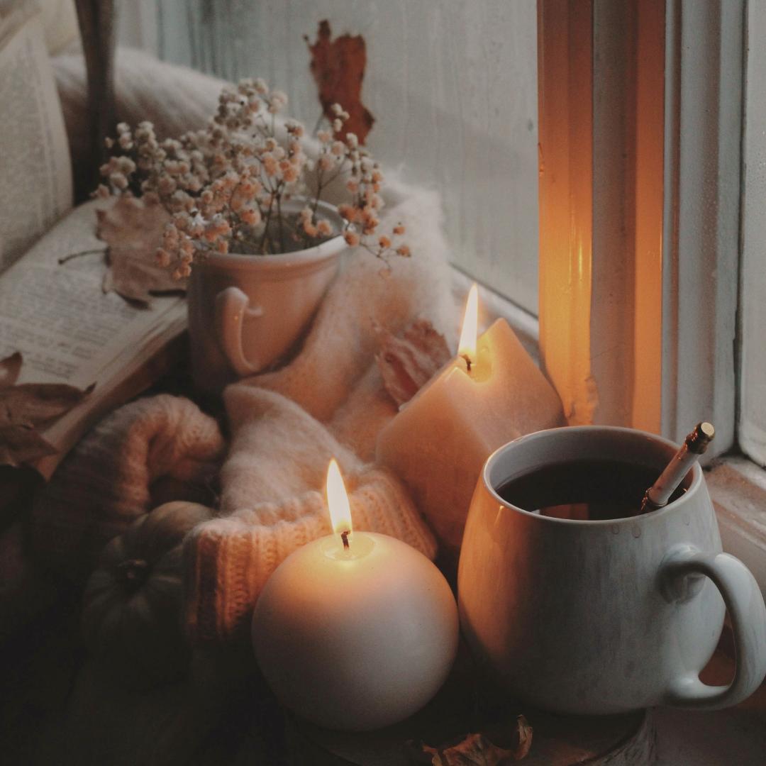 Cozy candles and tea