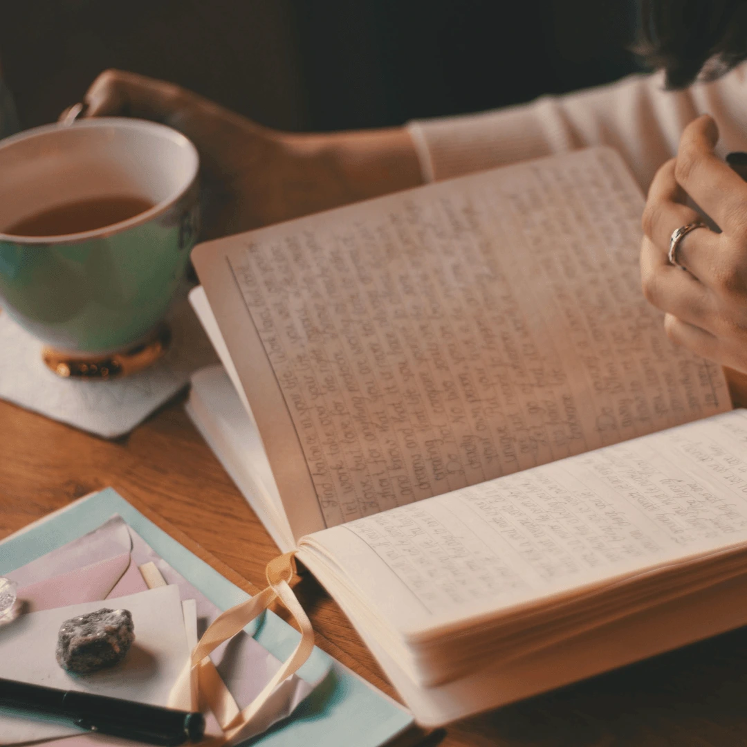 Journaling with tea and mug