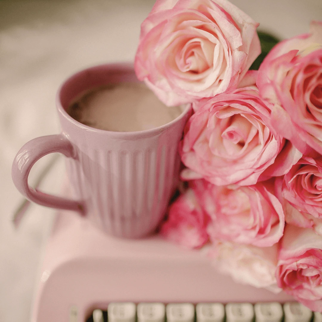 Pink mug and roses