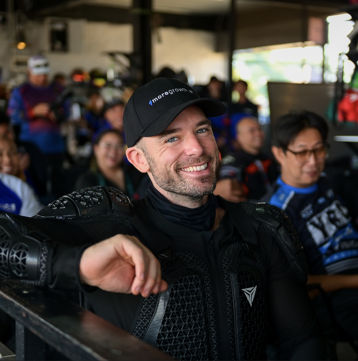 Smiling at the track
