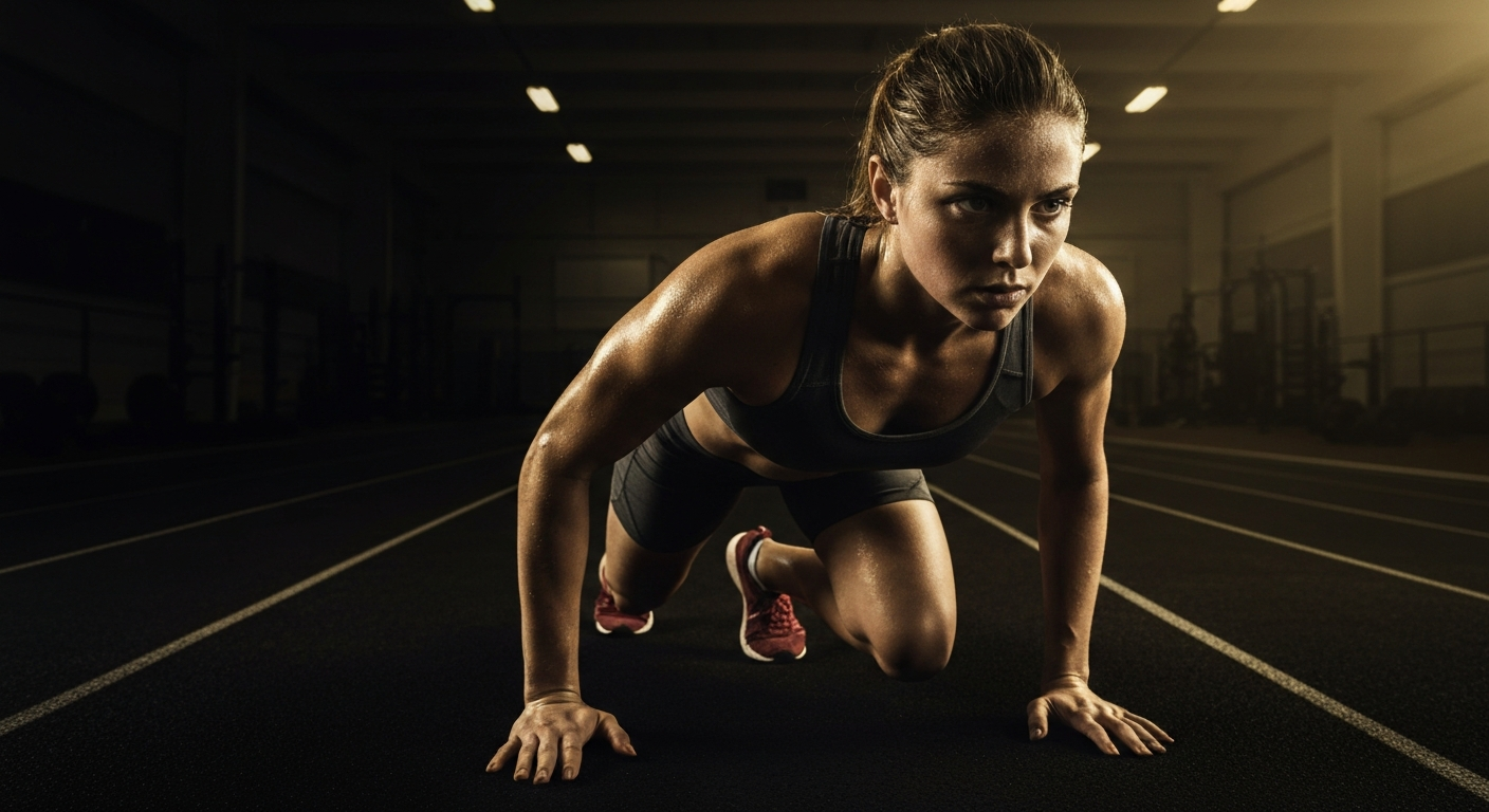 Determined athlete pushing through adversity