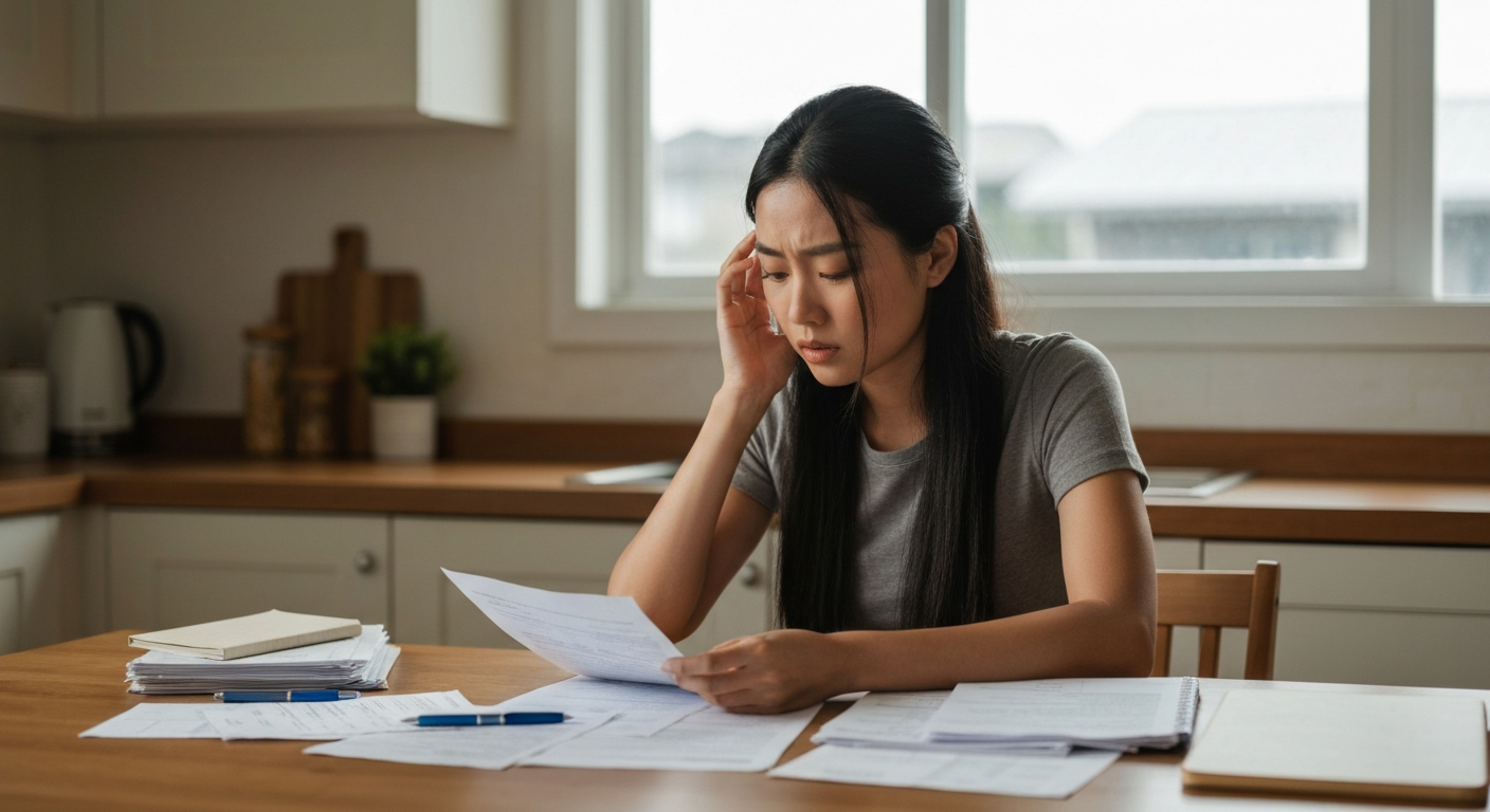 Homeowner reviewing bills