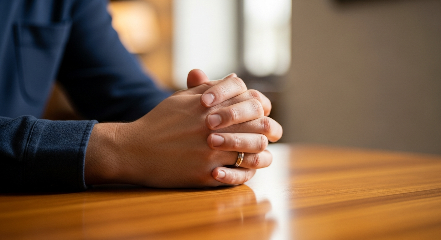 Hands folded in prayer representing the Care Ministry at The Island Church