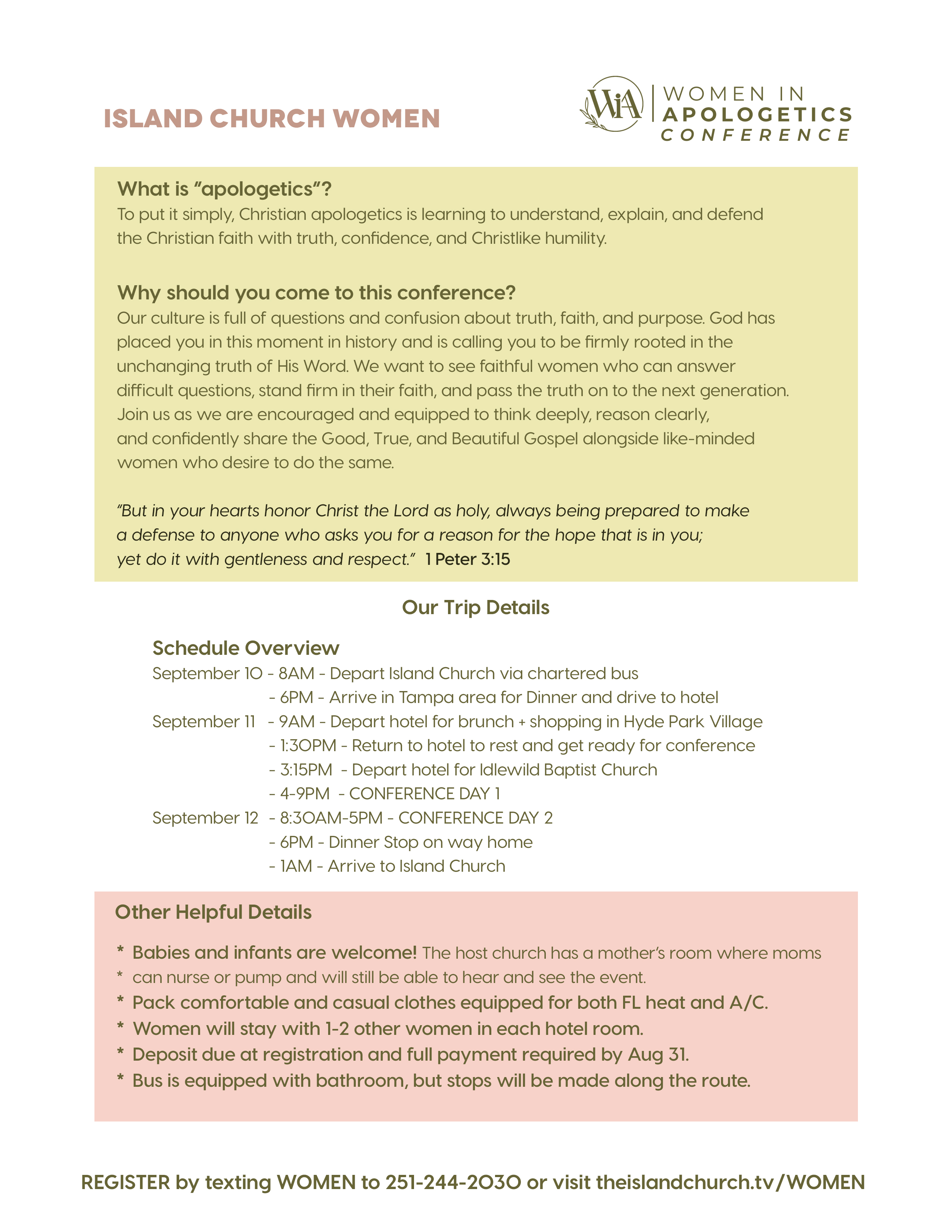Women in Apologetics Conference Details