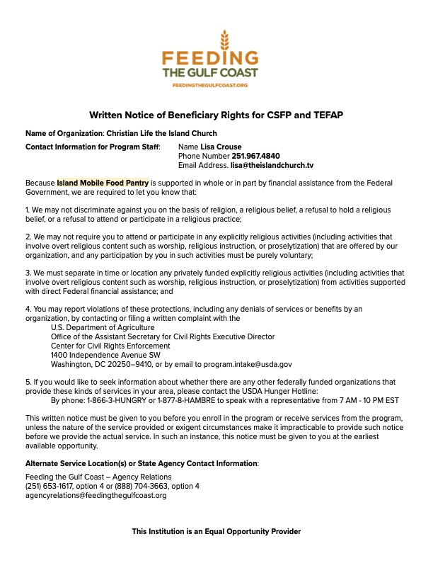 Written Notice of Beneficiary Rights