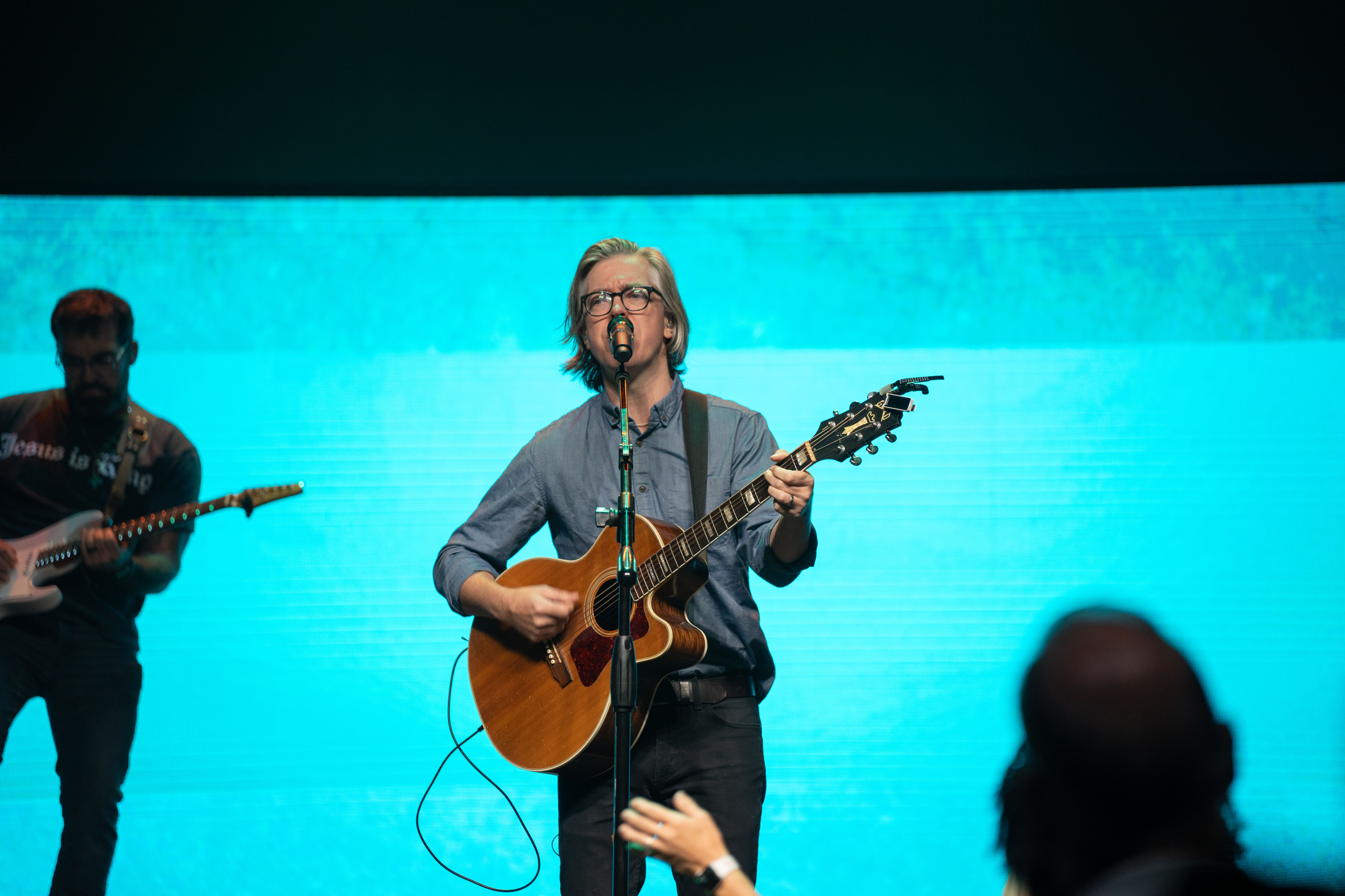 Worship band leading music at The Island Church