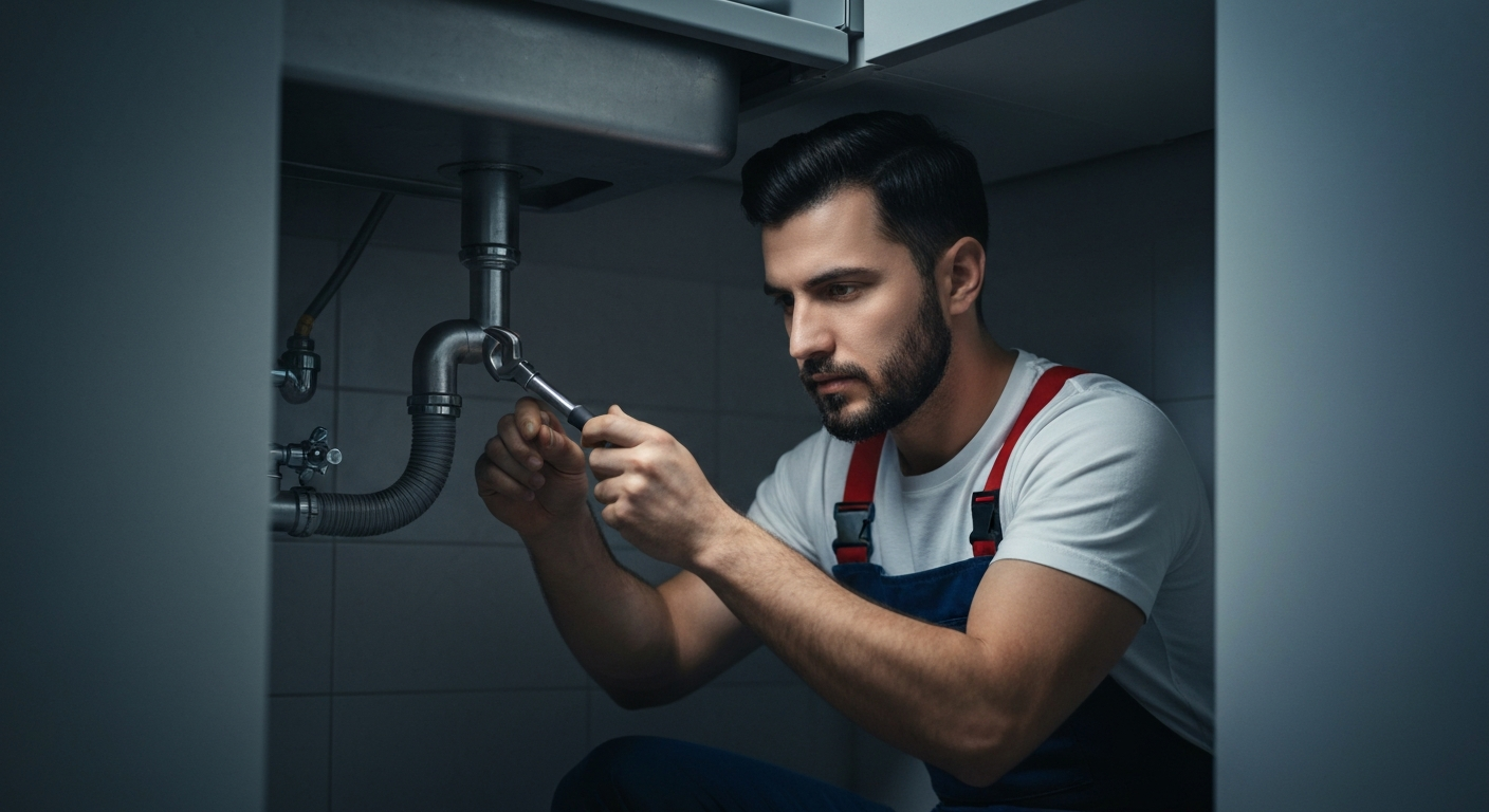 Plumber at work