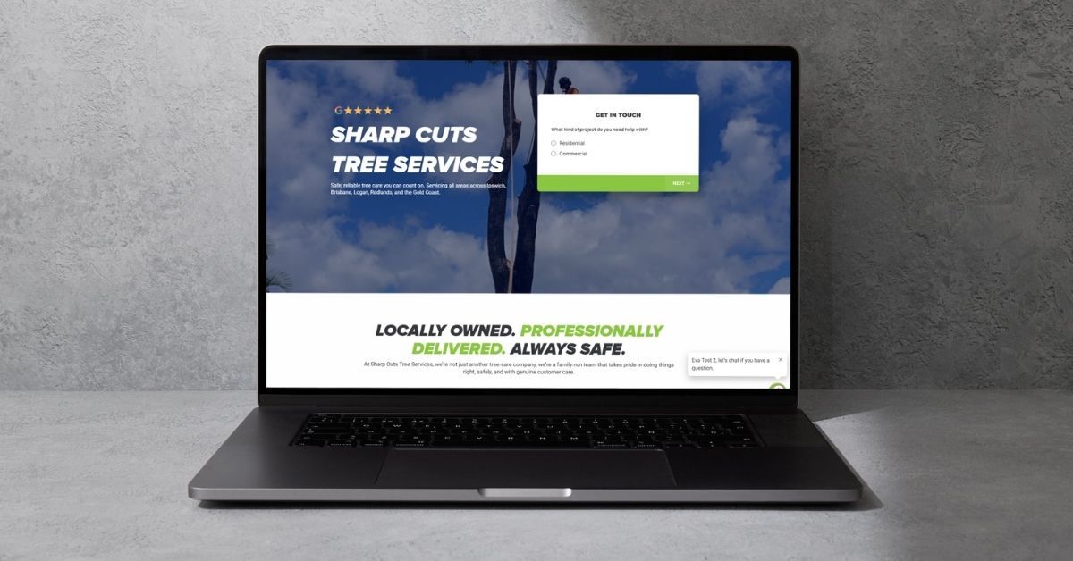 Sharp Cuts Tree Services lead capture website and Google Business Profile optimization by TradieTrackr