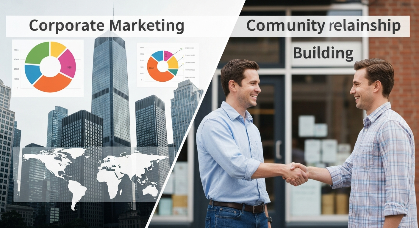 Corporate Marketing vs Local Execution Concept