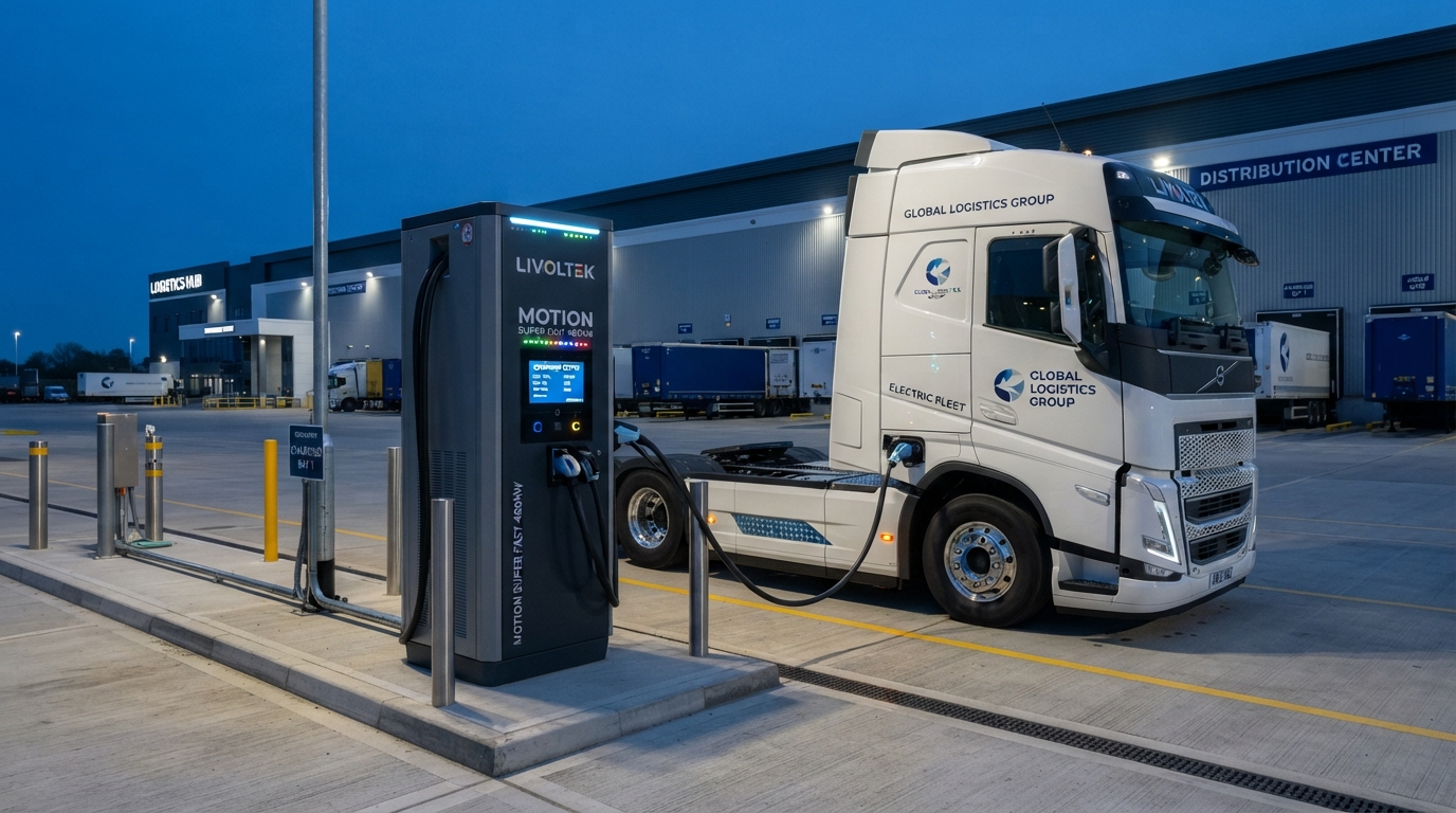 LIVOLTEK DC punjač od 480 kW za električni kamion u logističkom centru