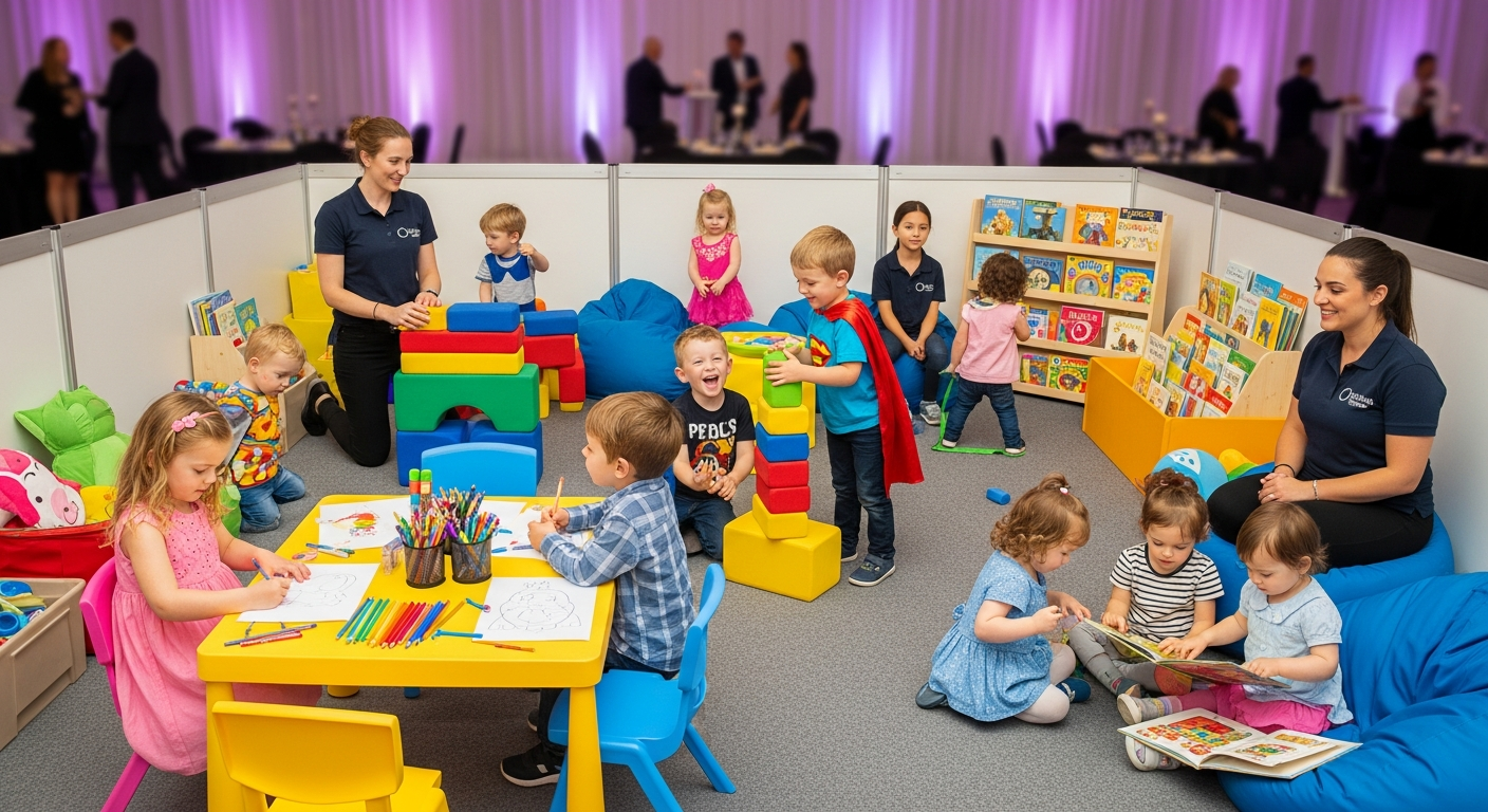 Large mobile event childcare setup