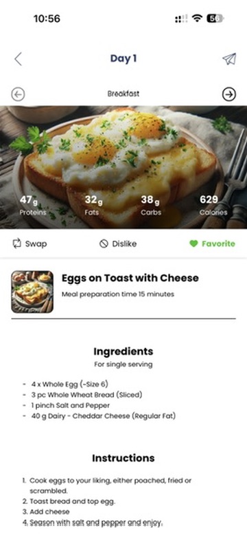 Meal Plan Screen 2