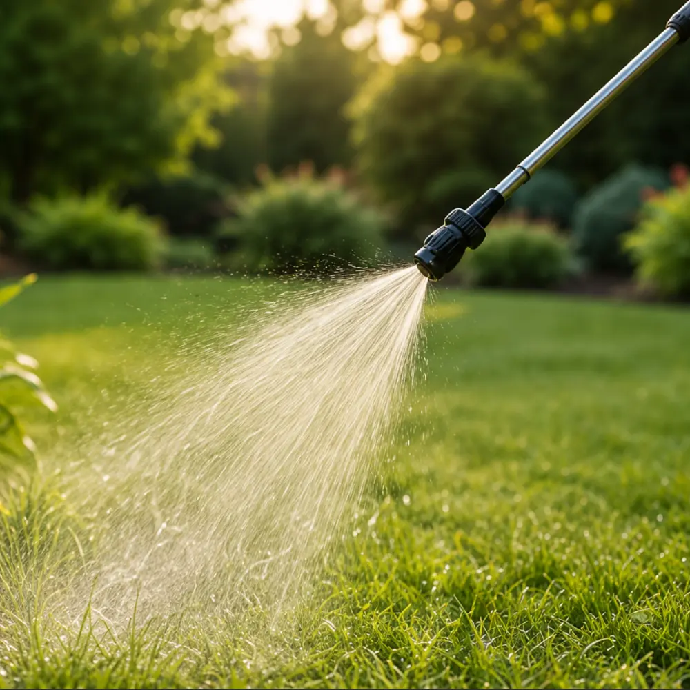 Deodorizer spray application on grass