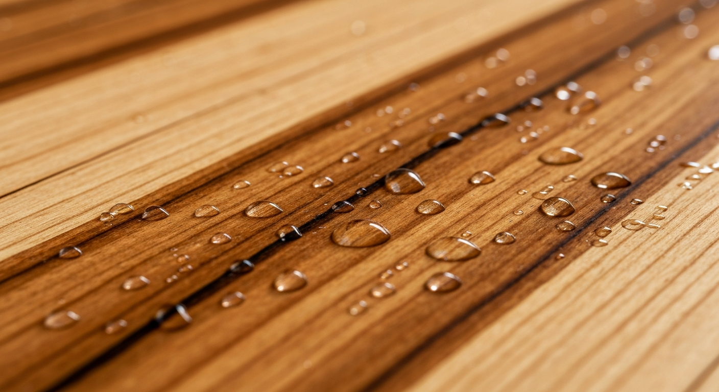 Water beading on ceramic coated Kauri wood
