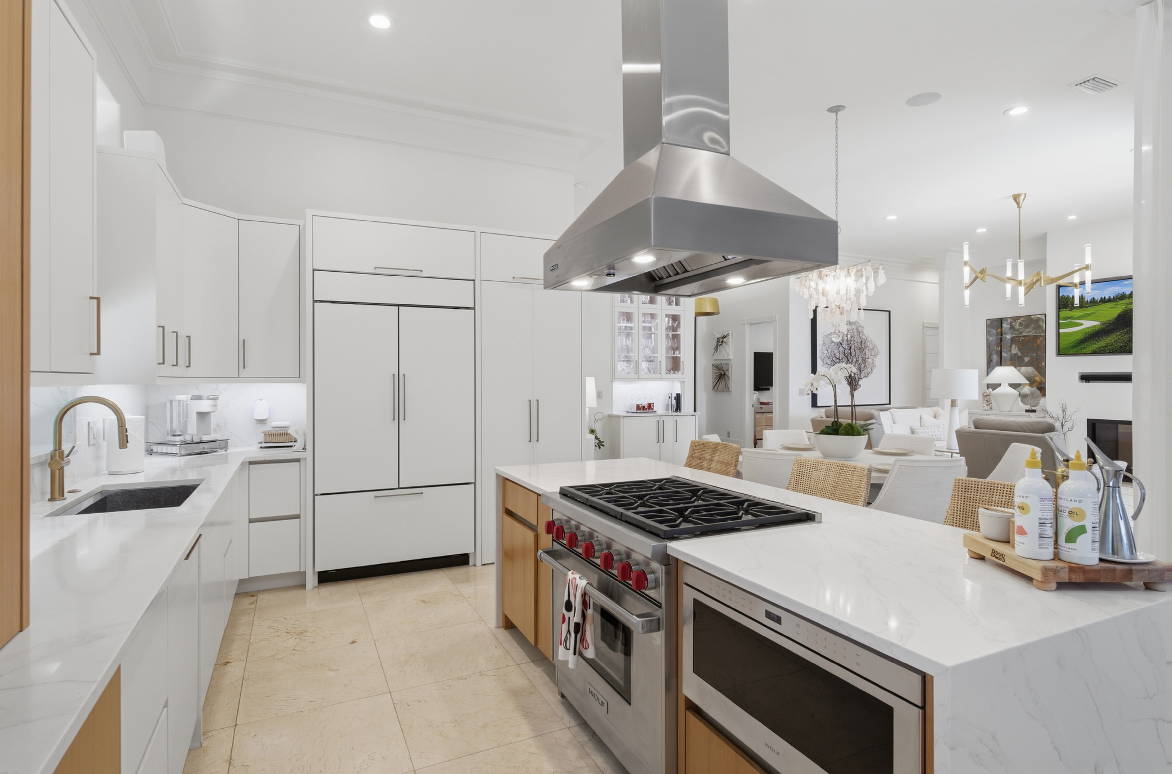 Wide view of gourmet kitchen
