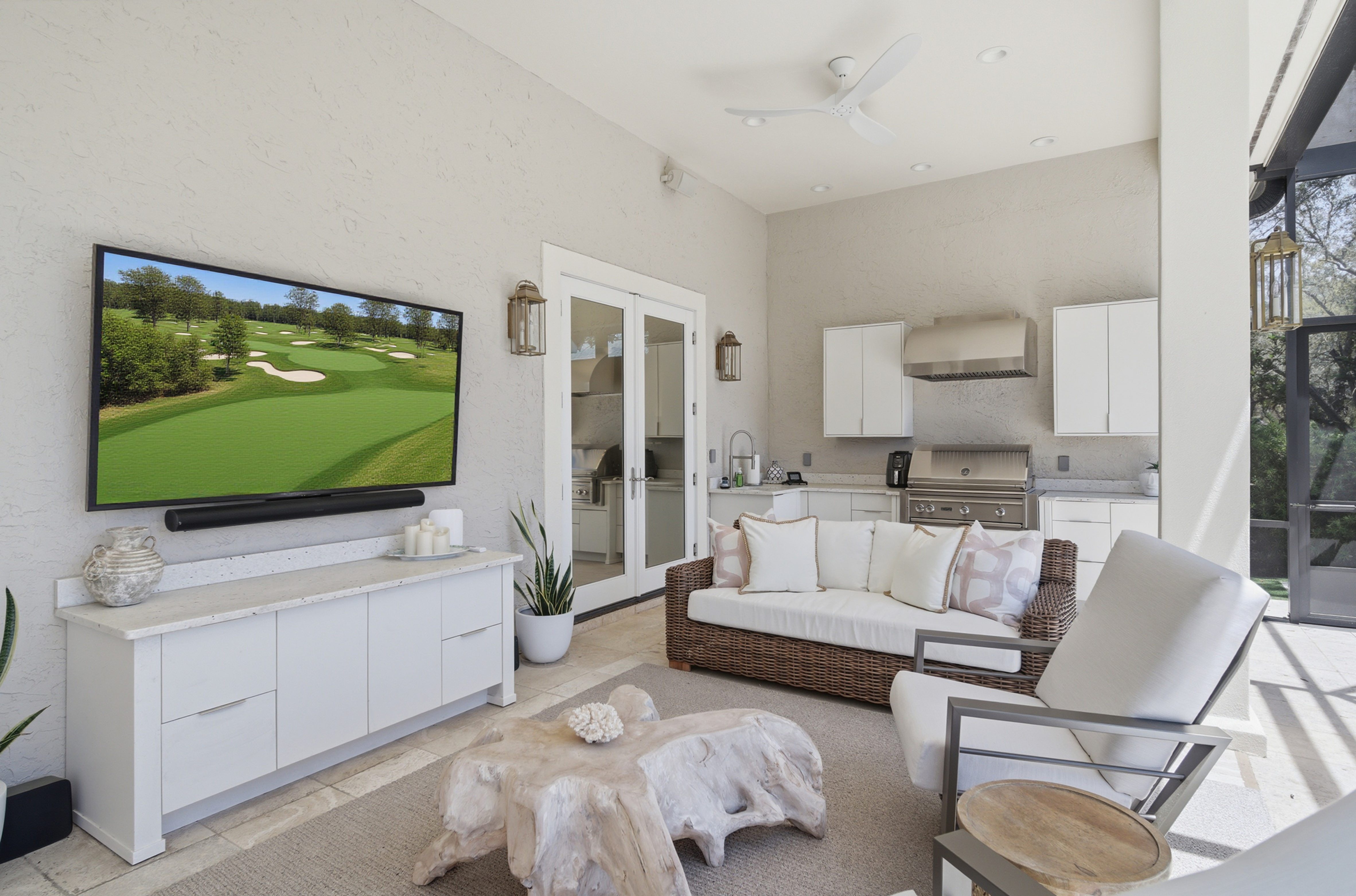 Outdoor living area with television
