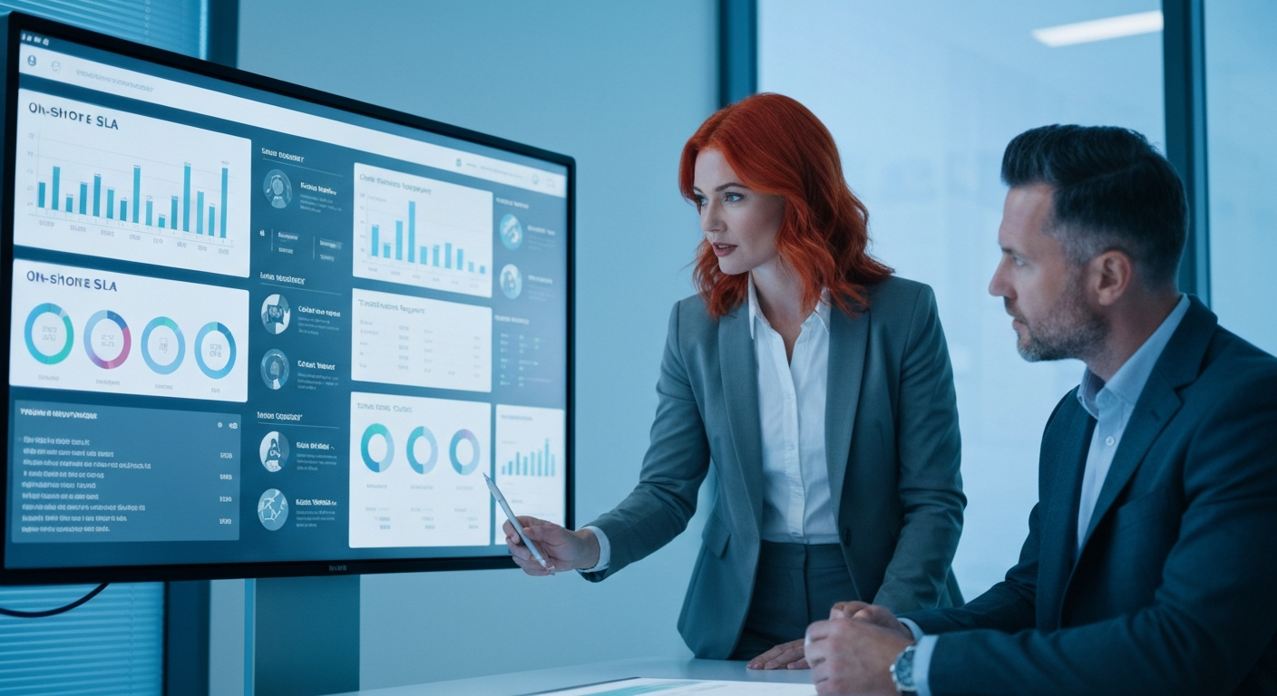 B2B procurement committee evaluating on-shore SLA metrics
