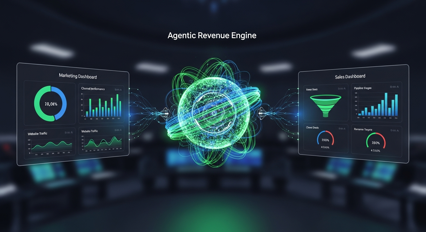 Agentic Revenue Engine connecting marketing and sales dashboards