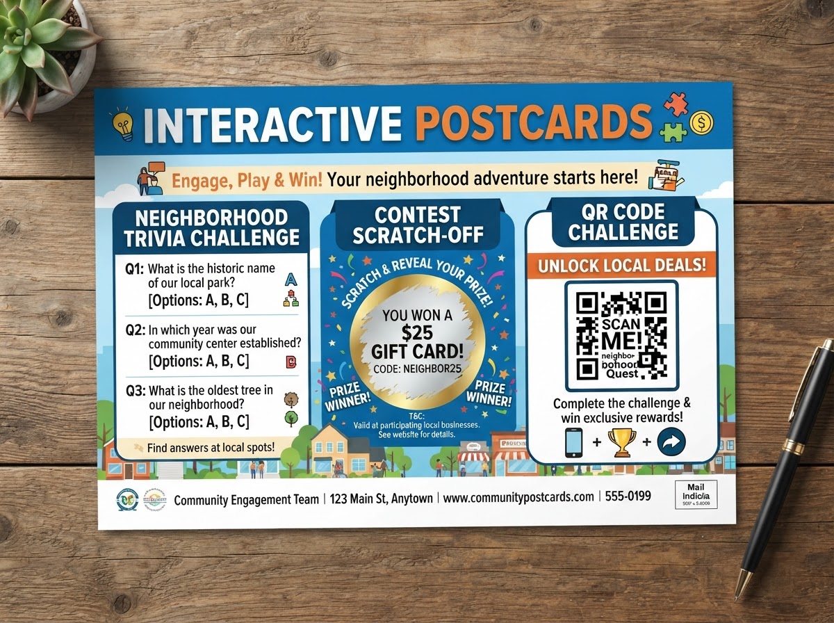 Interactive Postcards: Incorporating Puzzles, Contests, and Giveaways