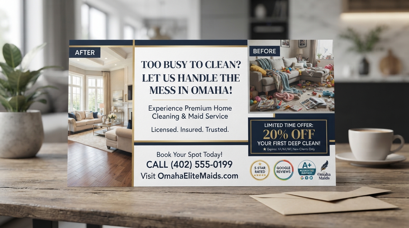 Home Cleaning Postcards That Attract High-Value Clients in Omaha Suburbs