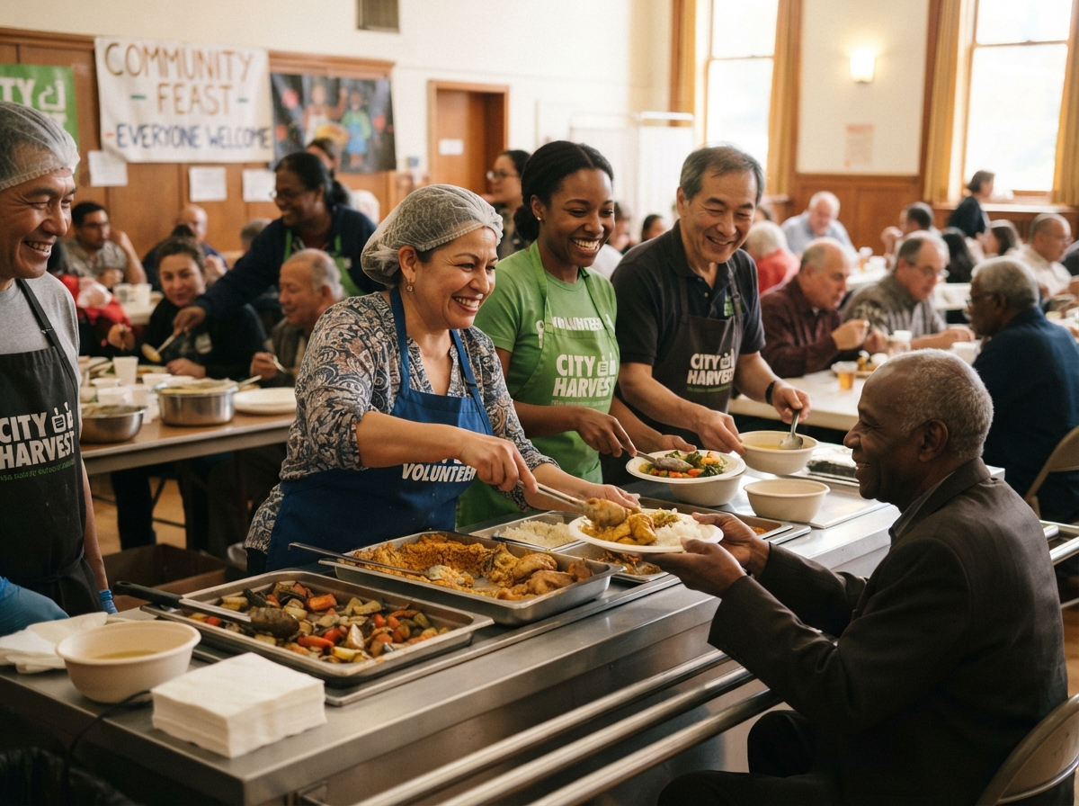 MobiChef Foundation volunteers serving food at a community meal event
