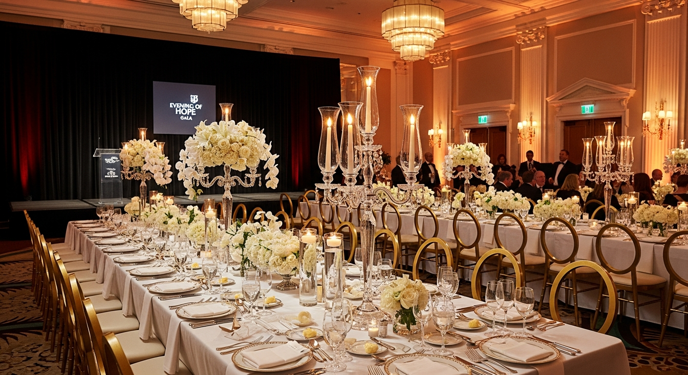Elegant gala dinner setup