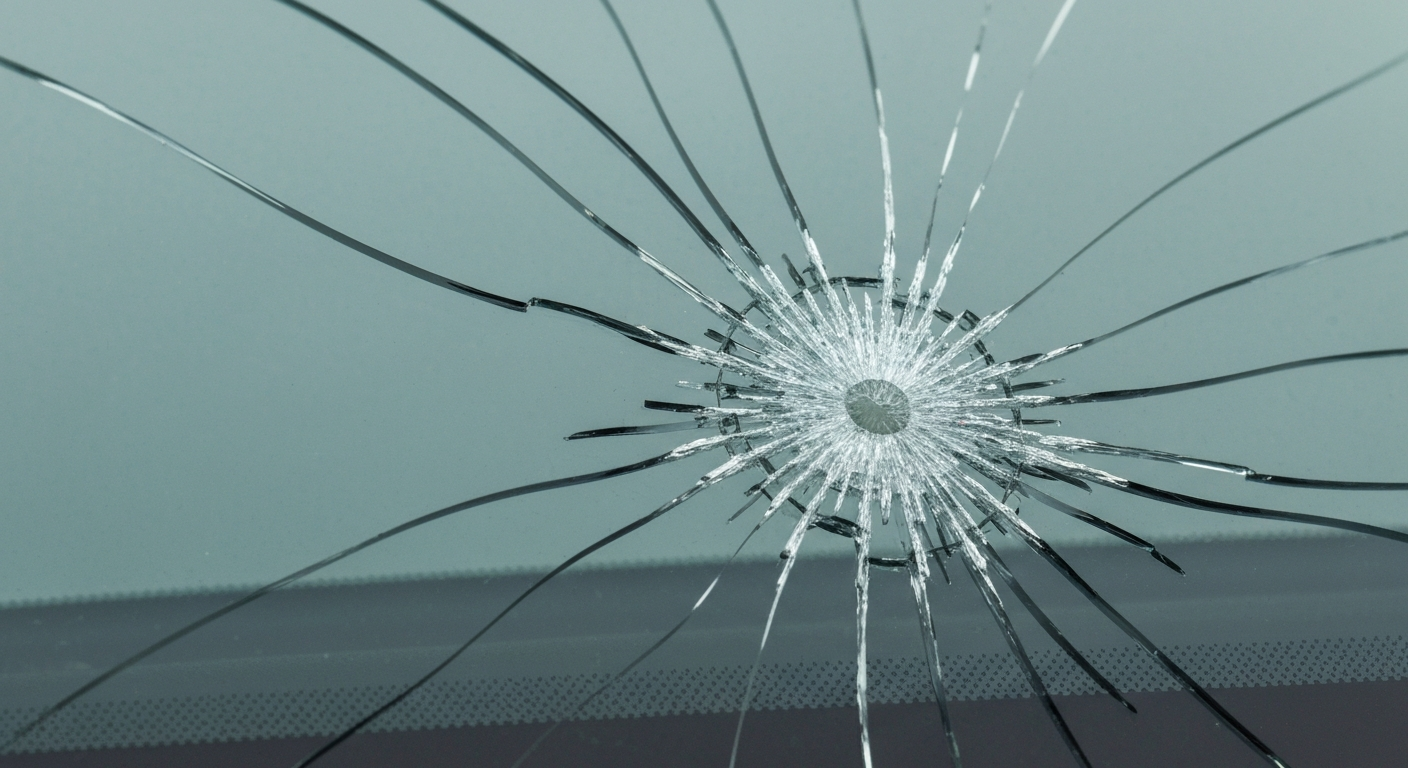 Before repair windshield damage