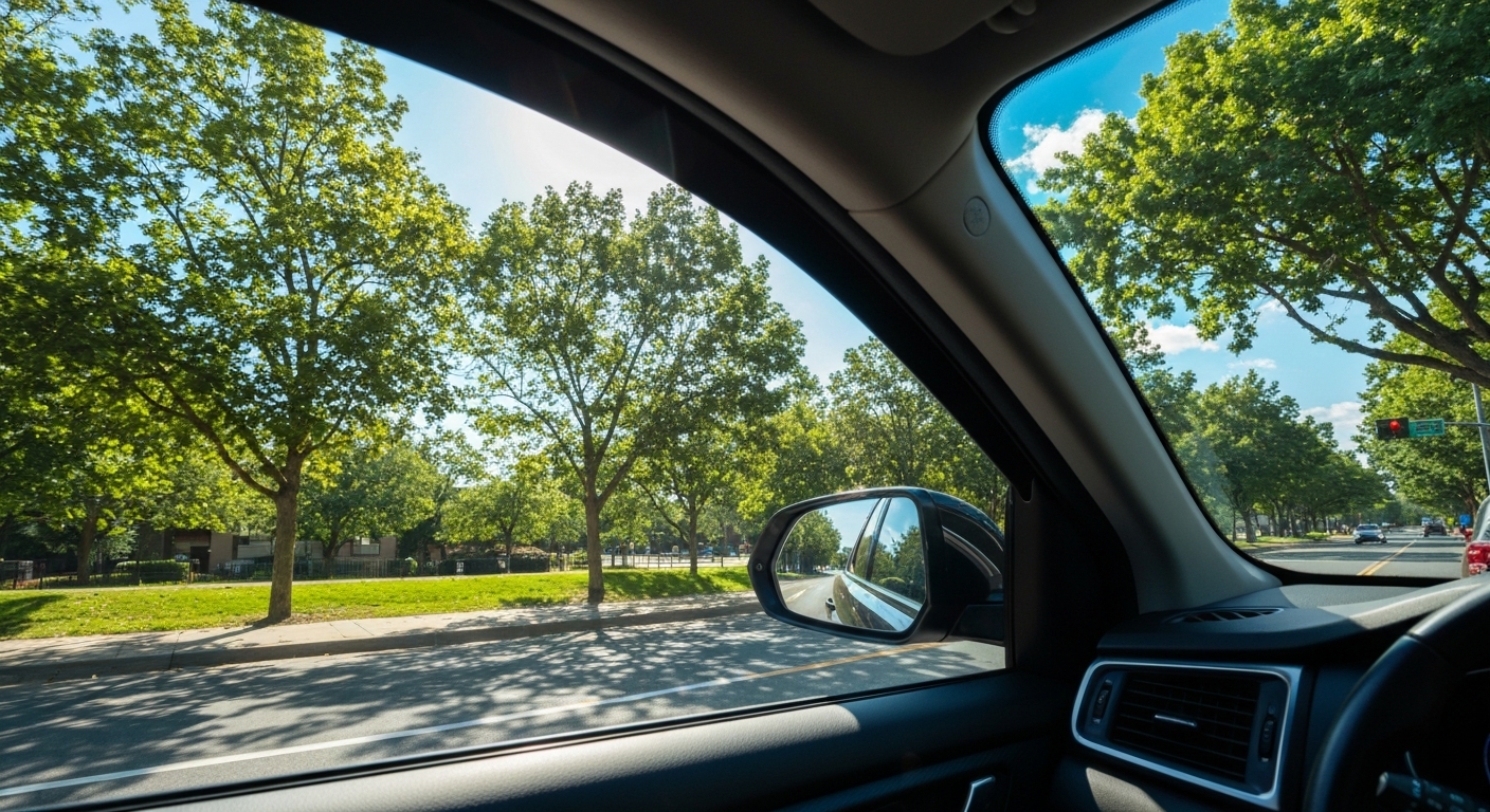View from inside car