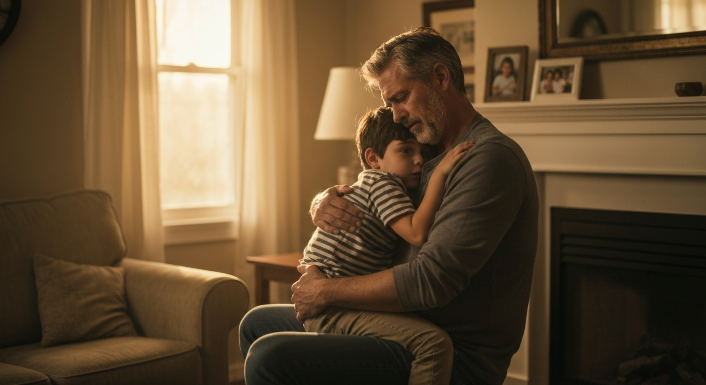 Parent and child reconnecting representing the reunification timeline