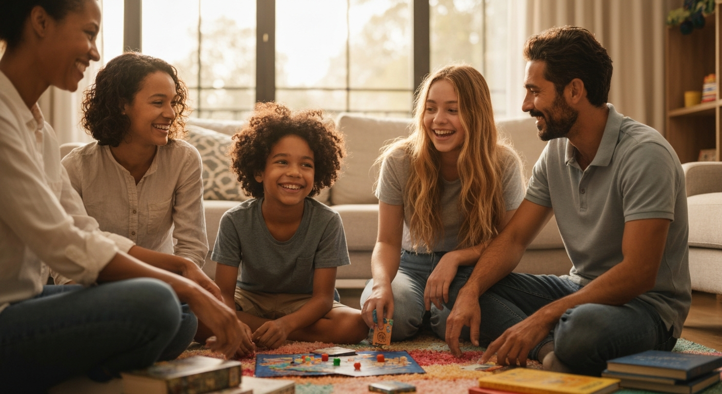 Blended family working together despite co-parenting conflict