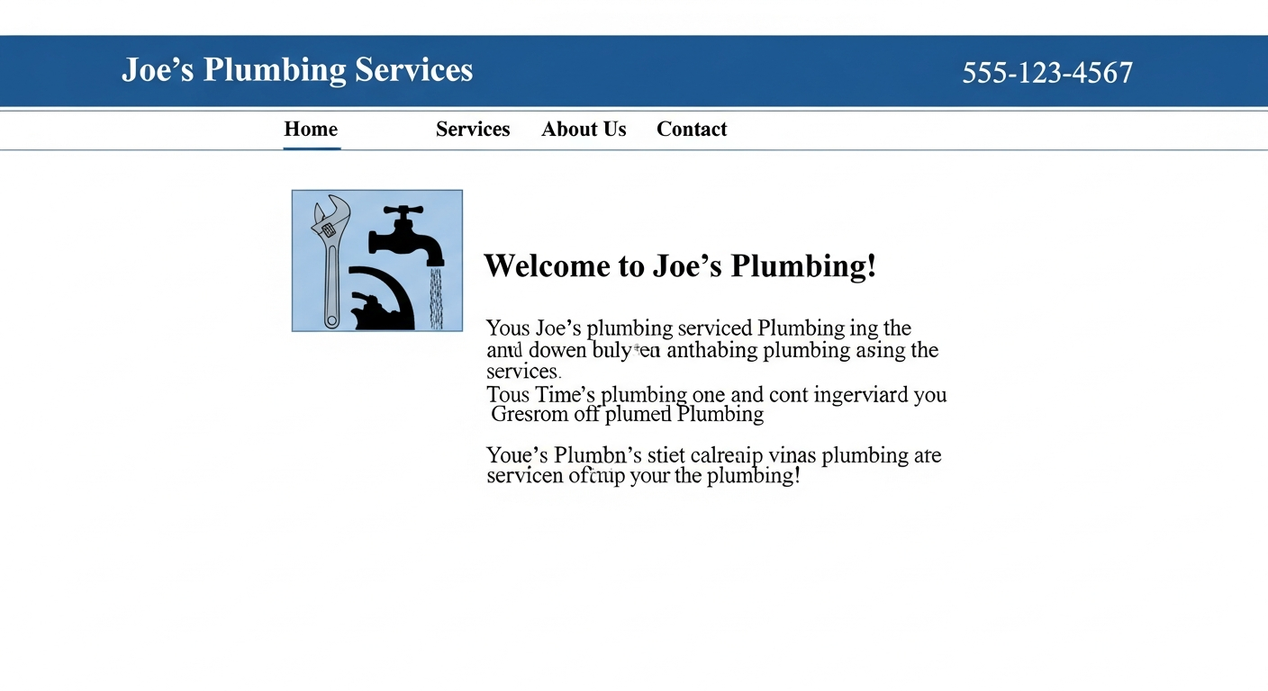 Standard outdated trade website before NexGen AI Systems upgrade