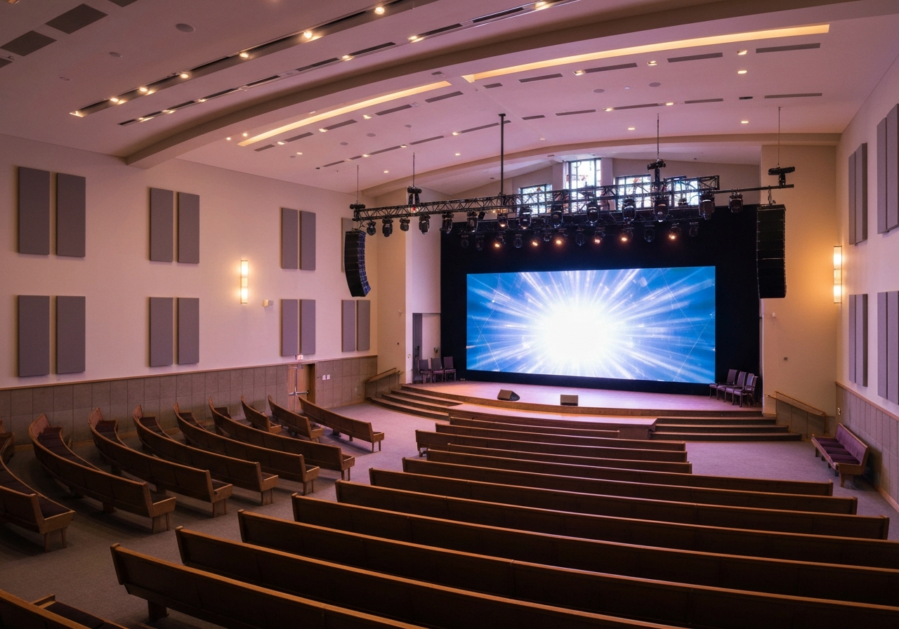 Church LED Video Wall with Acoustical Treatment