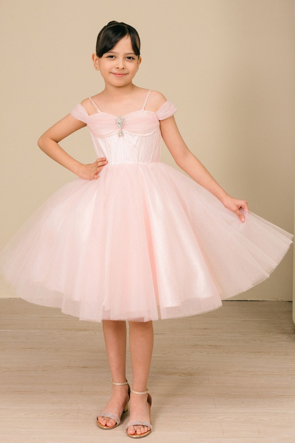 Pink tulle corset party dress style 8341 at Rilena's Boutique San Antonio