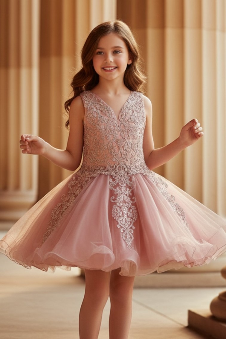 Floral lace tulle party dress style 5110 at Rilena's Boutique San Antonio