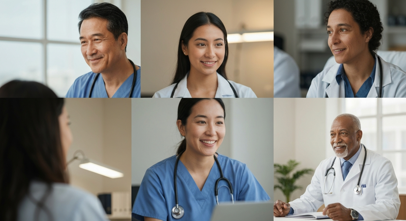 Diverse caregivers interacting with clients