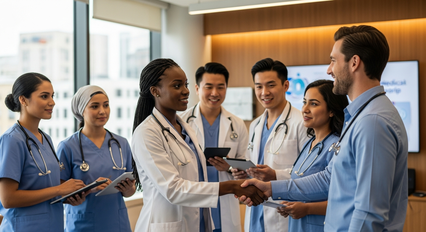Healthcare professionals collaborating
