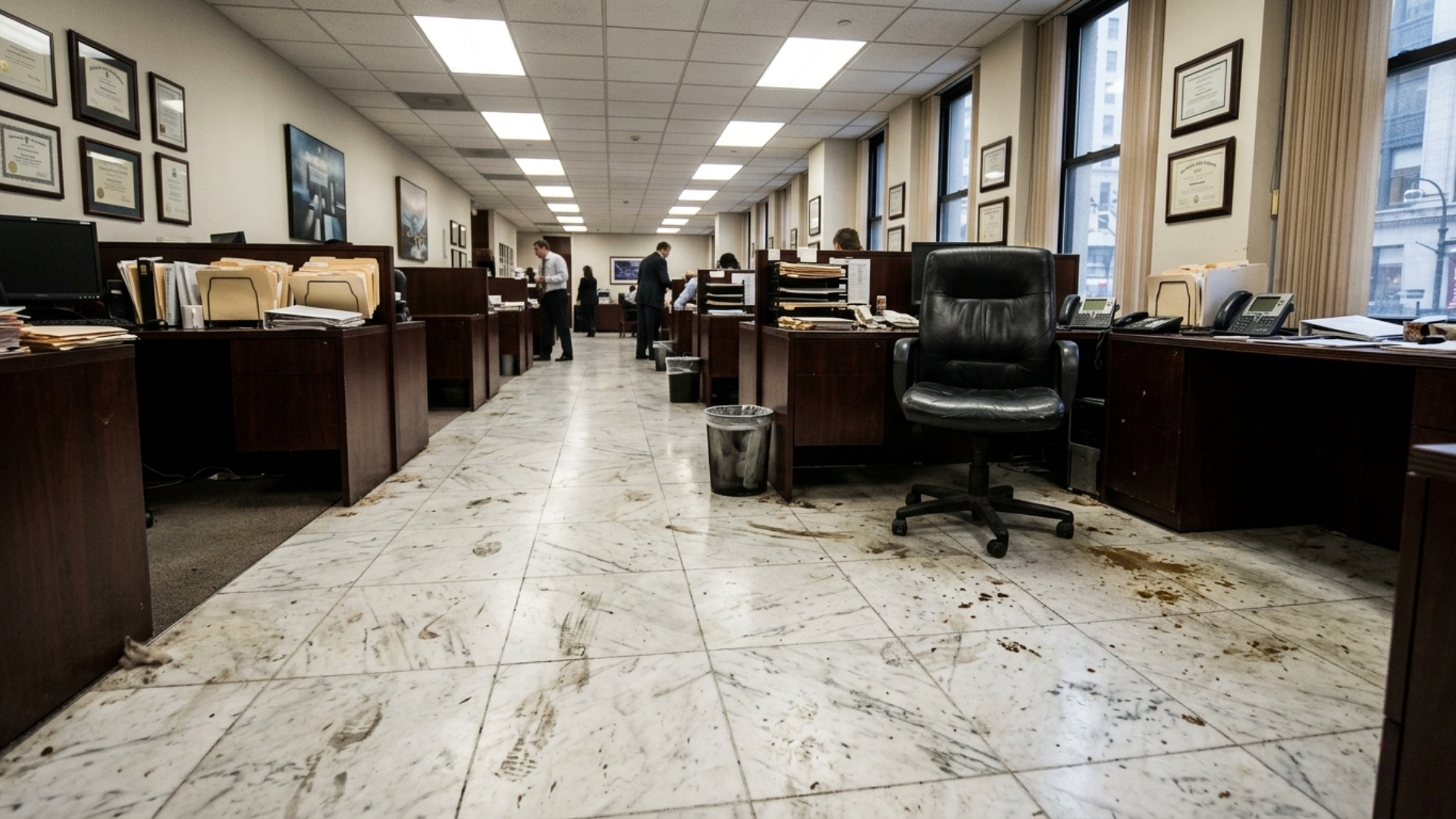 Bank lobby before professional cleaning
