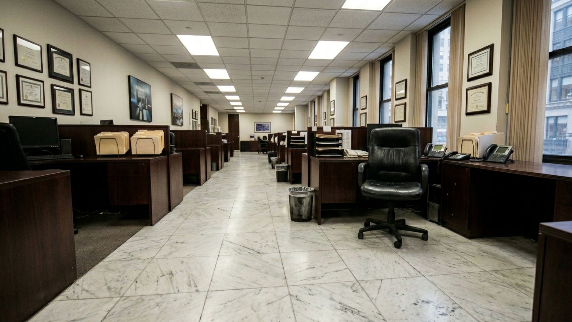Bank lobby after professional cleaning