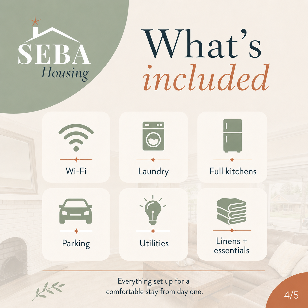 What's Included - SEBA Housing Amenities