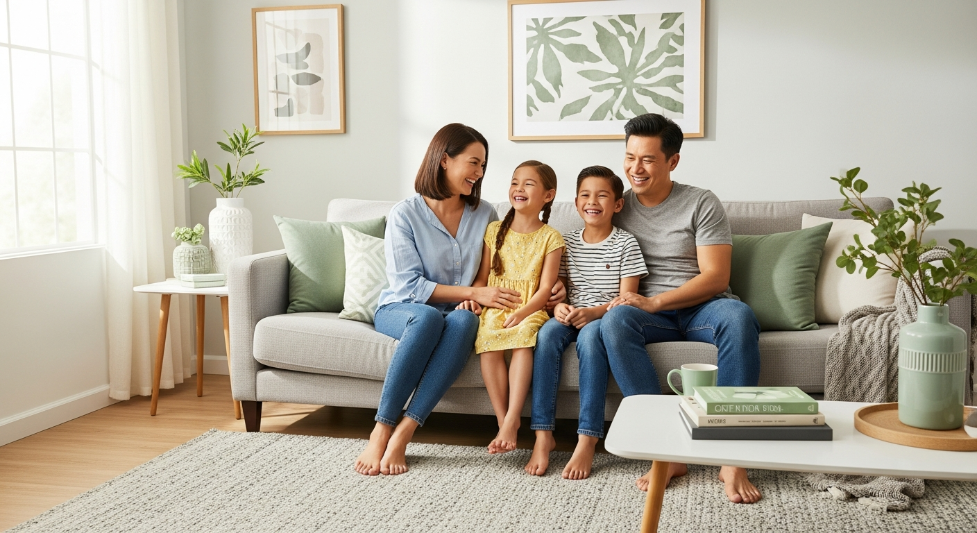Happy family in pest-free home