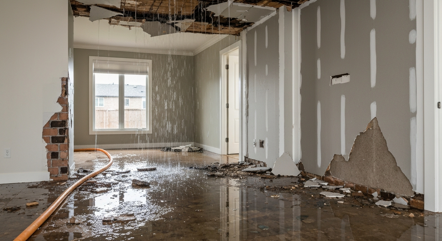 Severe water damage requiring emergency restoration