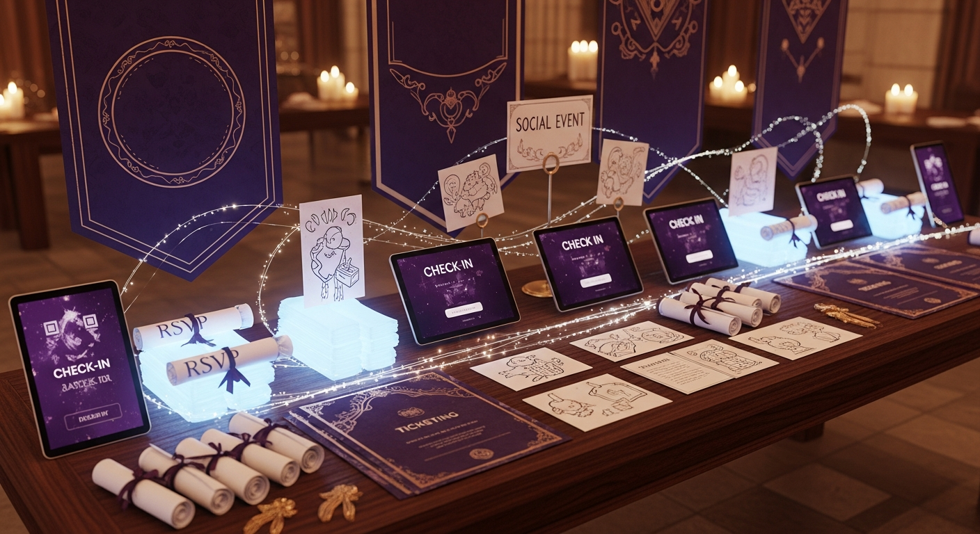 Premium magical guild event planning table