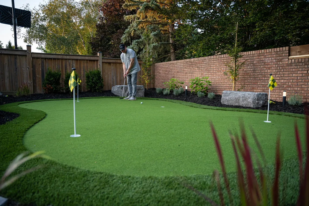 Premium artificial turf putting green installation London Ontario — Living Design & Build