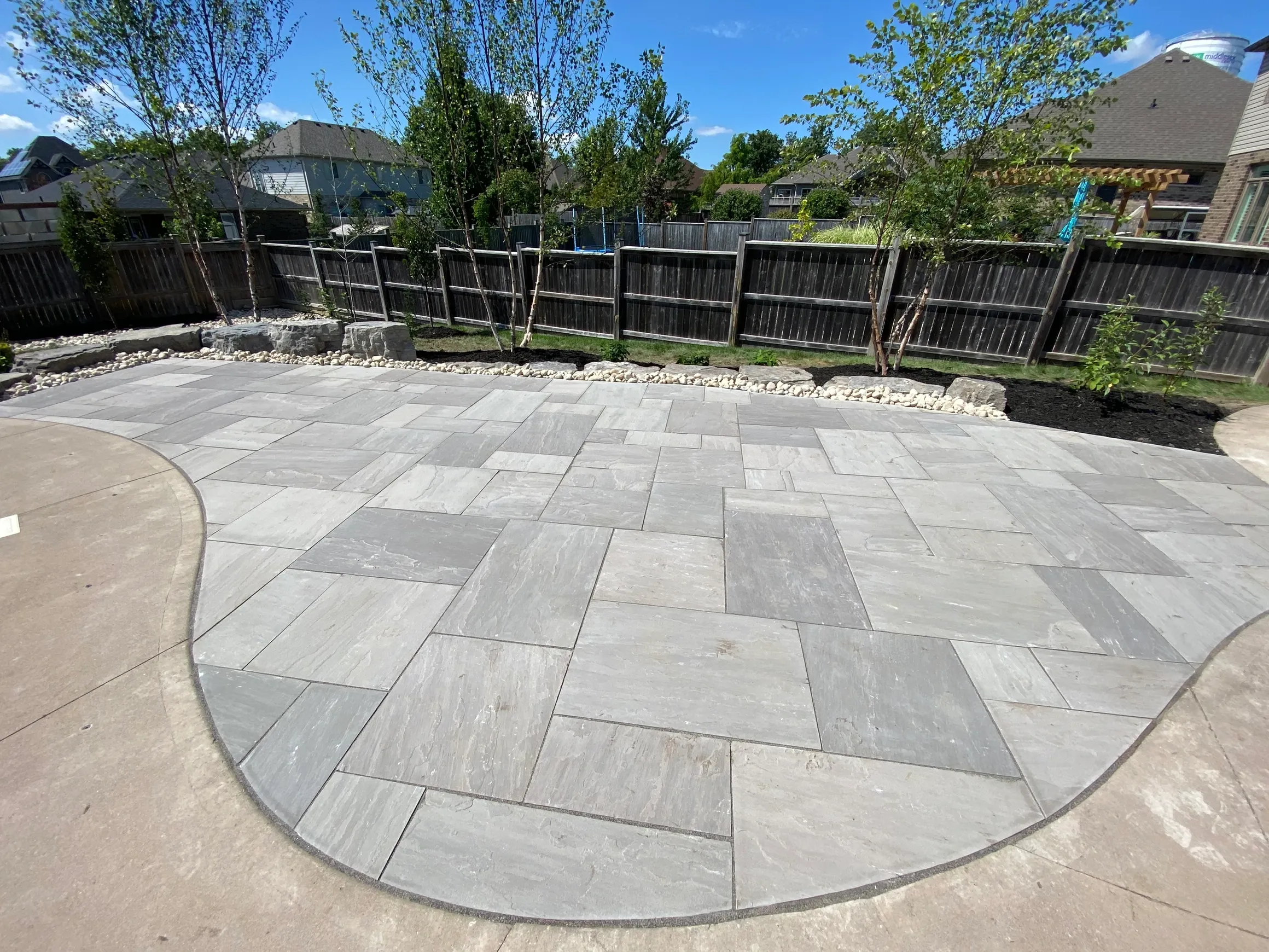 Luxury pool patio and architectural stonework London Ontario