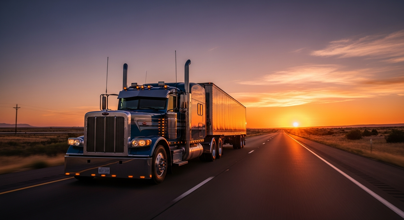 Commercial Big Rig on Highway