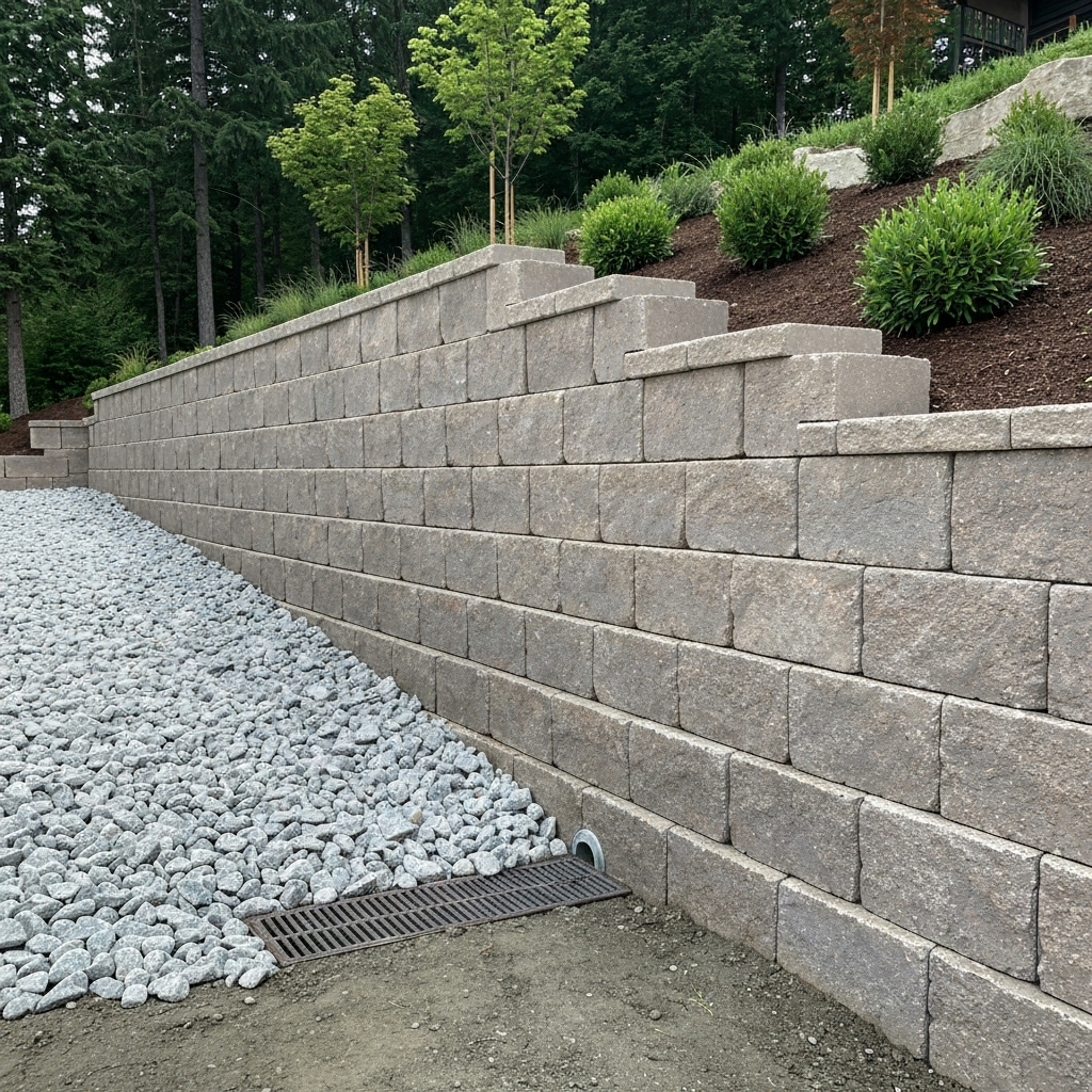 Retaining wall construction and drainage