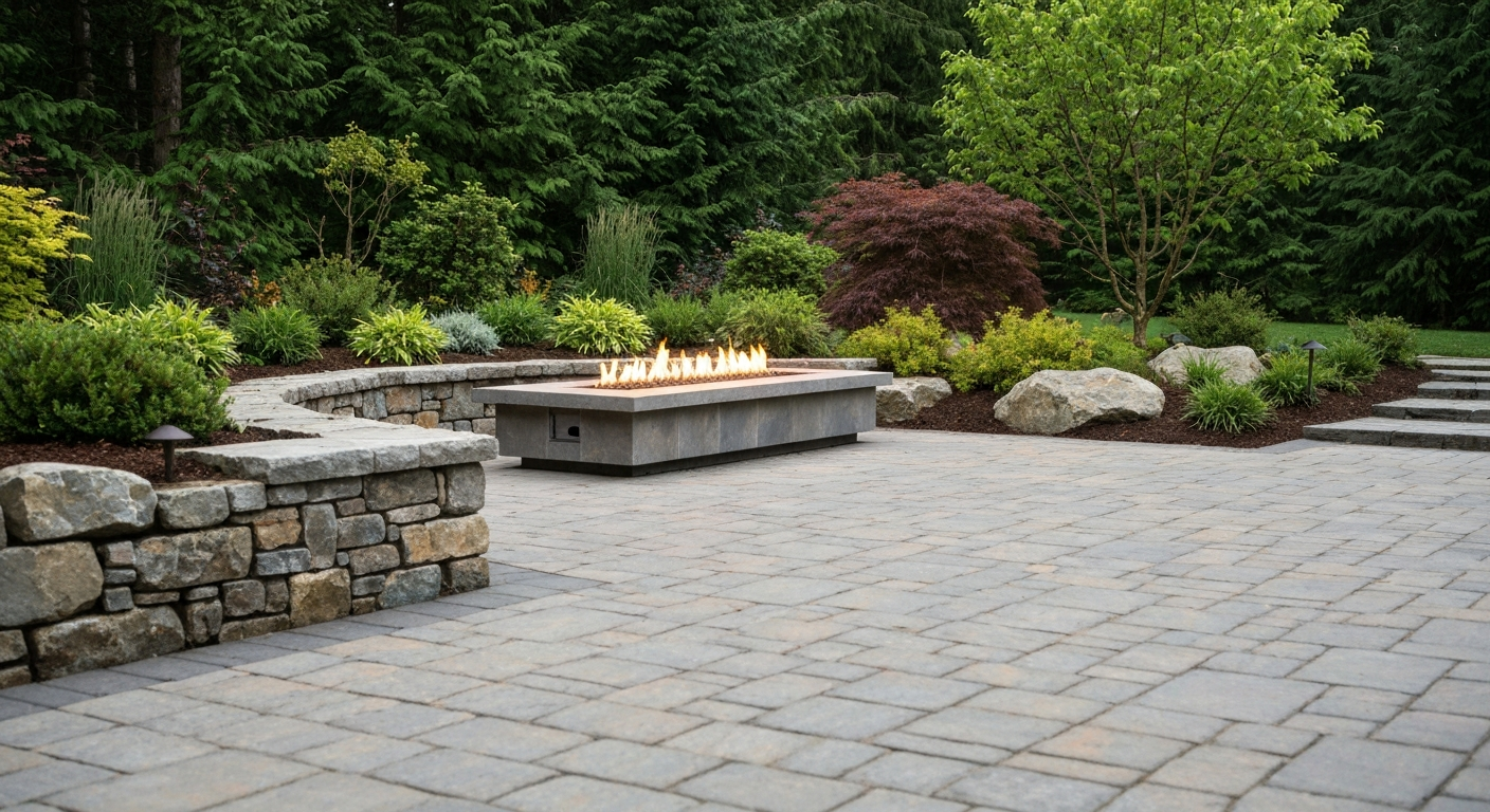 Luxury outdoor living area with paver patio