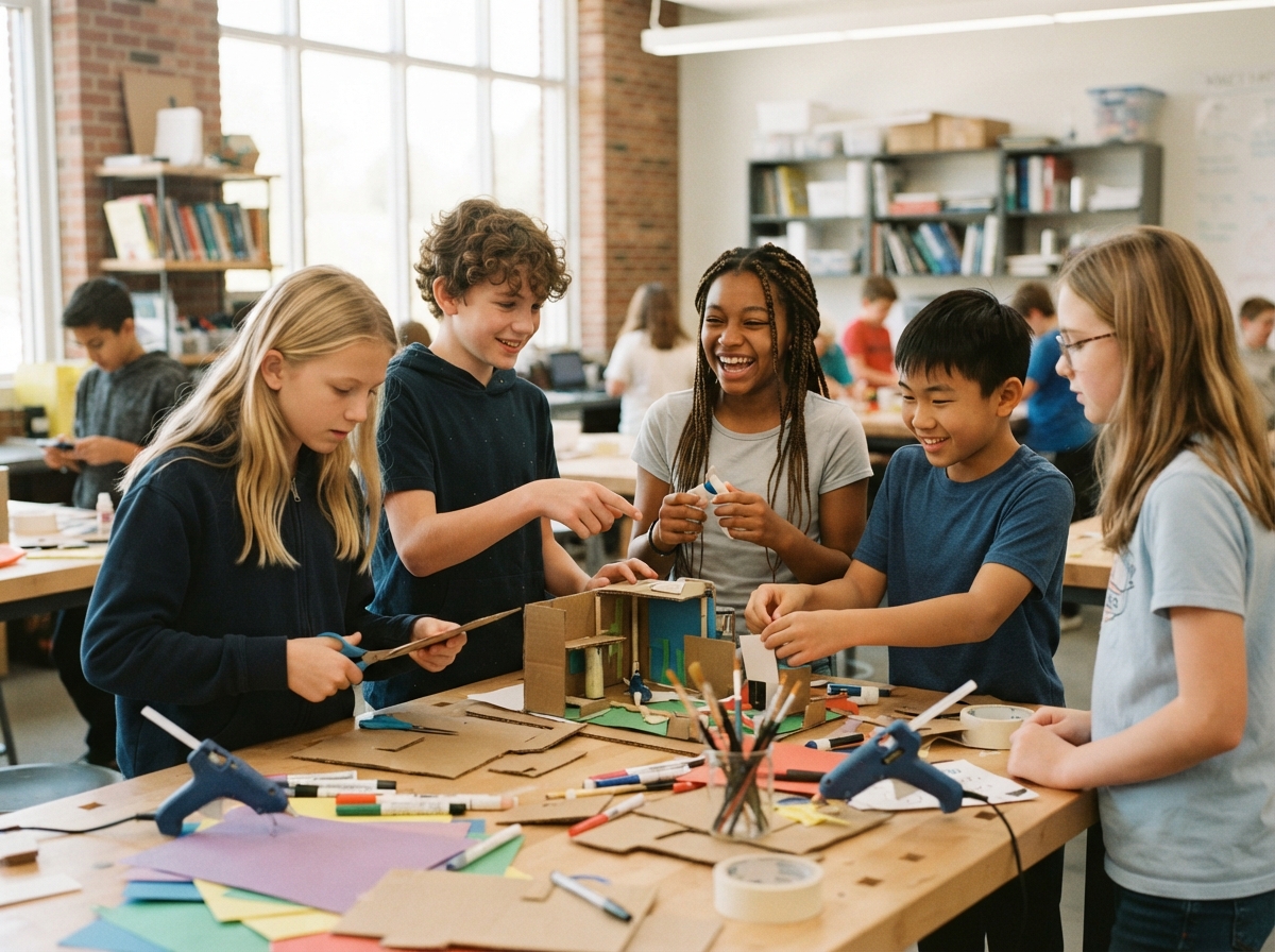 Students collaborating on a project