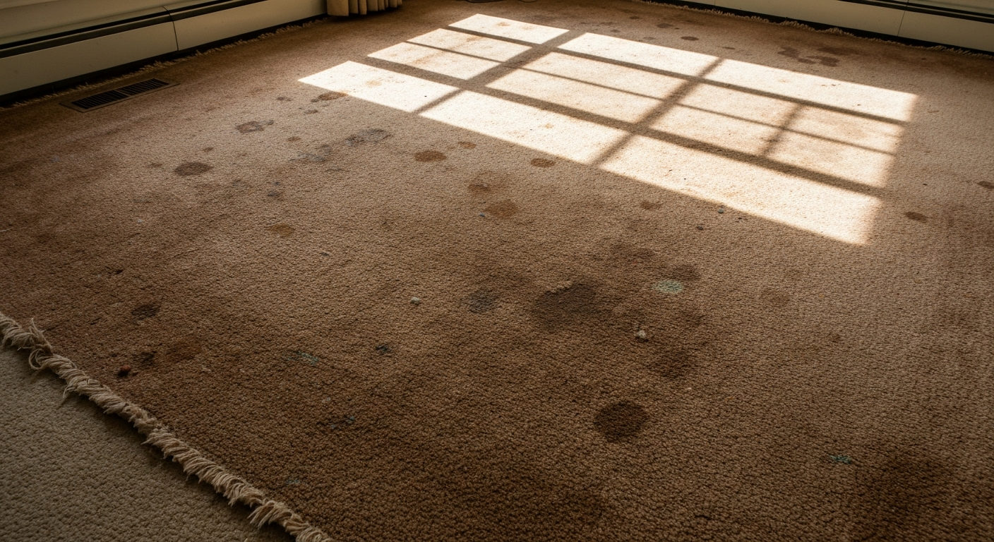 Before carpet to vinyl flooring installation in Lawrence, KS